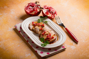 roasted with pomegranate sauce