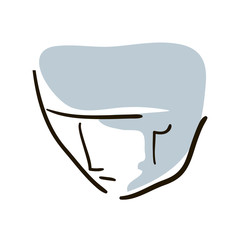 brooding man face in vintage simple line design vector illustrat