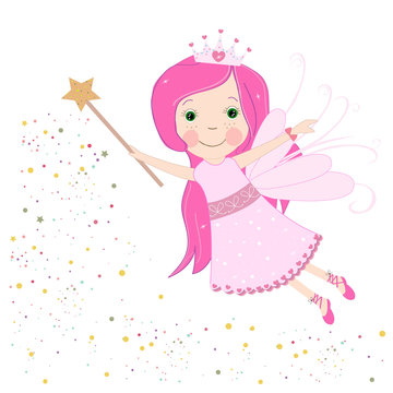 Cute pink fairy tale vector