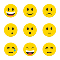 Fototapeta premium Yellow Smiley Faces over White