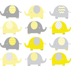 Yellow and Grey Cute Elephant set.