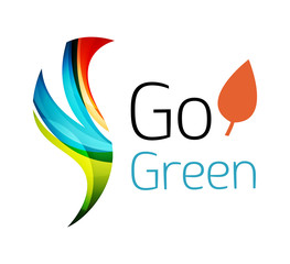 Abstract eco leag logo design made of color pieces - various geometric shapes