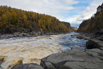 River  Moiero and Siberian taiga in the autumn