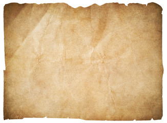 old paper or blank pirates map isolated with clipping path