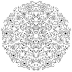 Vector henna tatoo mandala. Mehndi style.
