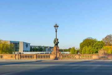 Fototapeta premium Moltke Bridge in Berlin at river spree with german cancellery