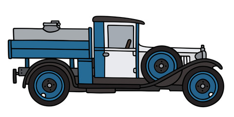 Vintage dairy tank truck / Hand drawing, vector illustration