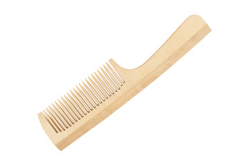 Wooden comb isolated on white background 