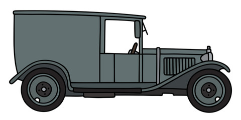 Vintage gray van / Hand drawing, vector illustration