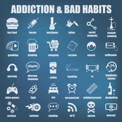 addiction and bad habits icons set - 111482284