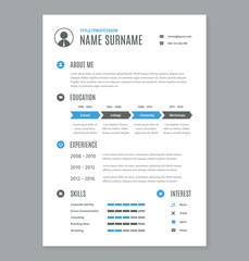 Vector resume cv a4 letter on white. 