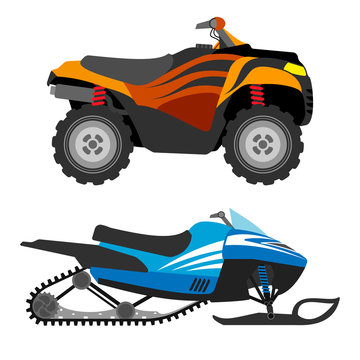 Off-road vehicles. ATV and snowmobile.