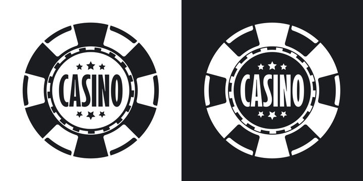 Casino chips icon, vector. Two-tone version on black and white b