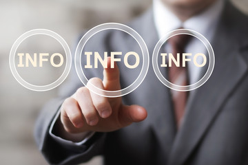 Businessman push button web INFO icon