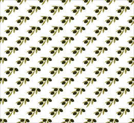 Stylized olives on a  background. Seamless pattern.Natural food.