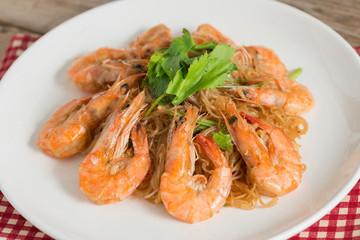 Baked shrimp vermicelli.