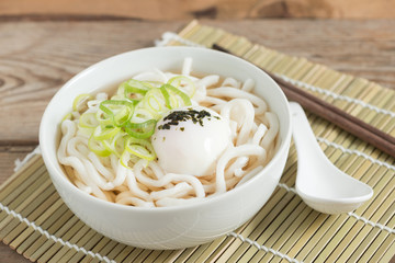 Japanese cuisine, Udon noodles with onsen egg.