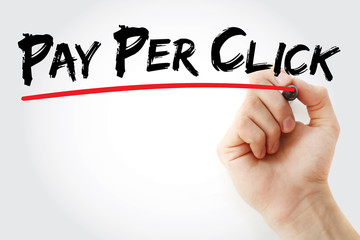 Hand writing Pay Per Click with red marker, business concept