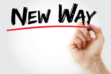 Hand writing New Way with red marker, business concept