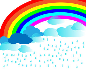 Fototapeta na wymiar Rainbow over the rain and cloud