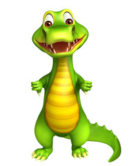 cute Aligator cartoon character with assining thums down