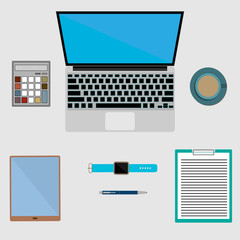 Objects on Business Desk (Flat lay)