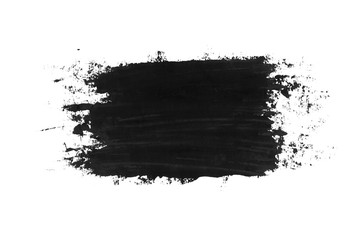 Black oil grungy brush strokes painted on white background.