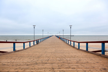 Obraz premium marine pier of Palanga on a cloudy autumn weather, Lithuania