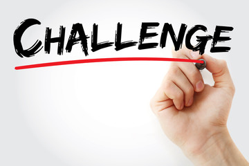 Hand writing Challenge with red marker, business concept