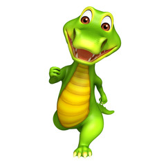 cute Aligator cartoon character with running