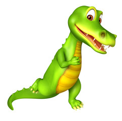 cute Aligator cartoon character with running