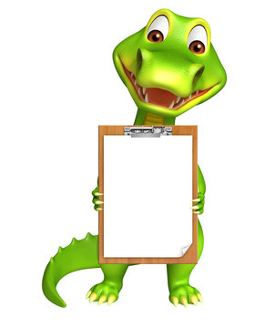 cute Aligator cartoon character with exam pad