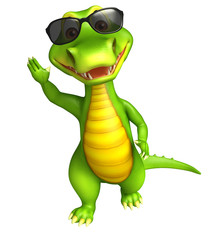 cute Aligator cartoon character with sunglass
