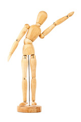 Wooden dummy with raised hand