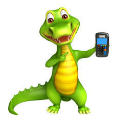 cute Aligator cartoon character with swap machine