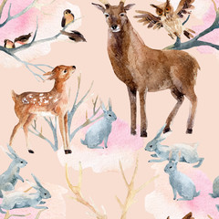 Winter forest seamless pattern.