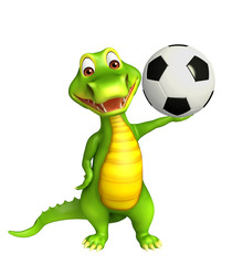 cute Aligator cartoon character with football