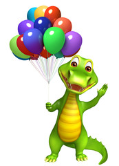 Fototapeta premium cute Aligator cartoon character with balloon