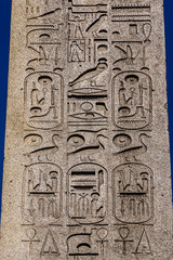 Luxor obelisk at Place de la Concorde in Paris, France.