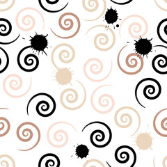 Fototapeta na wymiar Cute vector seamless pattern . Swirl, brush strokes. Endless texture can be used for printing onto fabric or paper