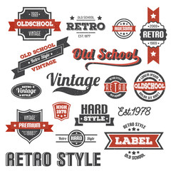 Fototapeta premium Vintage banners and ribbons. Retro style. Ribbons logos in grunge style. Scratches and text are grouped separately and can be easily removed.