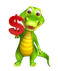 Fototapeta premium cute Aligator cartoon character with doller sign