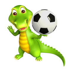 cute Aligator cartoon character  with football
