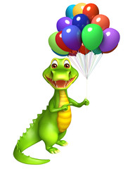 cute Aligator cartoon character  with balloon