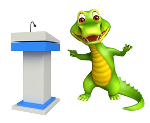 cute Aligator cartoon character with speech table