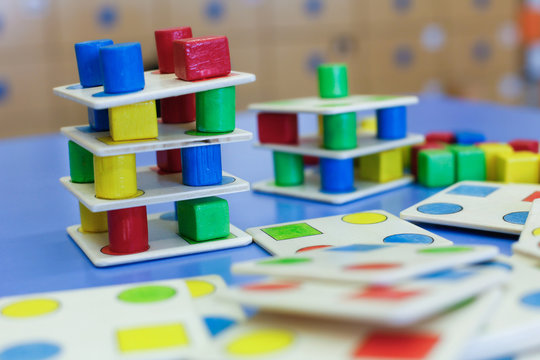 Homemade educational wooden colorful game