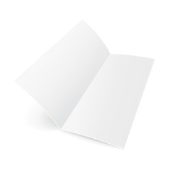 Blank Folded Paper Brochure With Shadows. On White Background Isolated. Mock Up Template Ready For Your Design. Vector EPS10