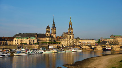 Naklejka na ściany i meble The picturesque view of old Dresden over the river Elbe. Saxony,