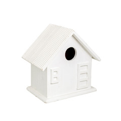 The white wooden painted house on a white background isolated