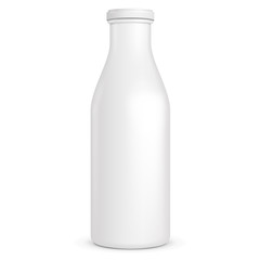 White Yogurt Milk Plastic Bottle. Illustration Isolated On White Background. Mock Up Template Ready For Your Design. Vector EPS10